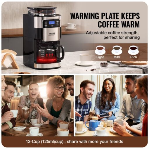 Coffee Maker with Grinder, Coffee Machine, Grind and Brew Coffee Maker for Auto Brew, for Home Office Restaurant - Image 7