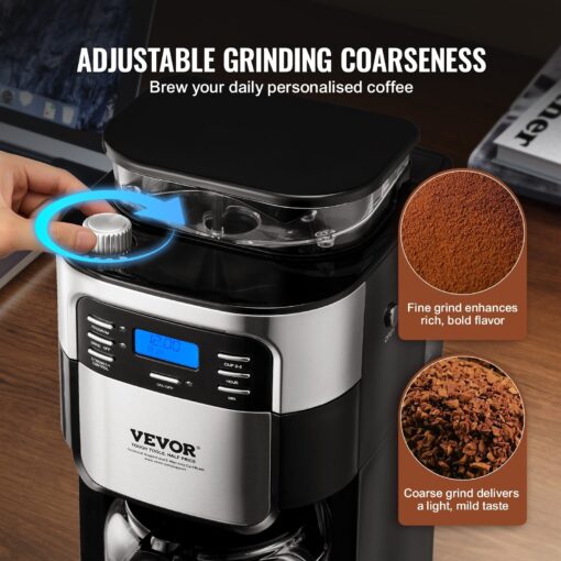 Coffee Maker with Grinder, Coffee Machine, Grind and Brew Coffee Maker for Auto Brew, for Home Office Restaurant - Image 11