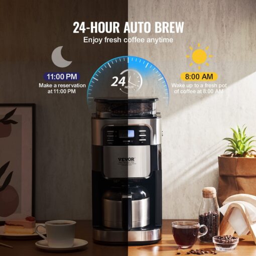 Coffee Maker with Grinder, Coffee Machine, Grind and Brew Coffee Maker for Auto Brew, for Home Office Restaurant - Image 12
